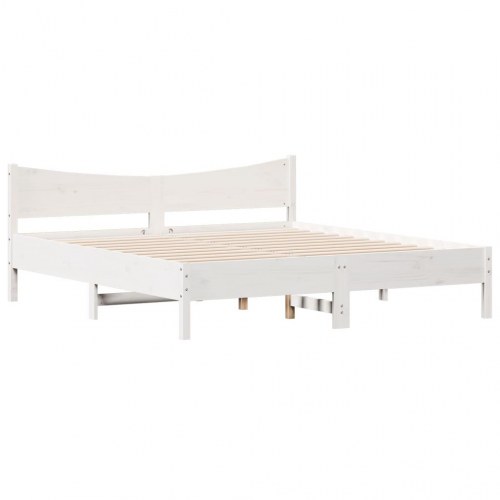 Sengeramme 200 x 200 cm i massivt fyrretræ - hvid