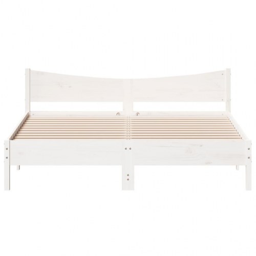Sengeramme 200 x 200 cm i massivt fyrretræ - hvid