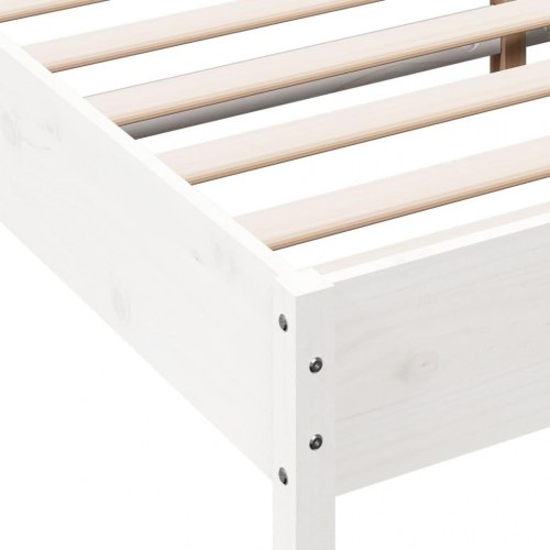 Sengeramme 200 x 200 cm i massivt fyrretræ - hvid