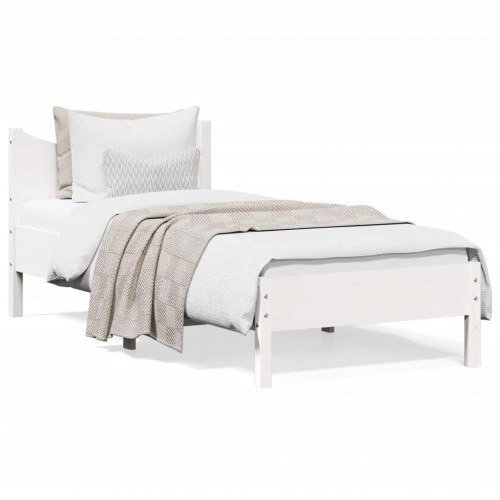 Sengeramme uden madras 100x200 cm massivt fyrretræ hvid