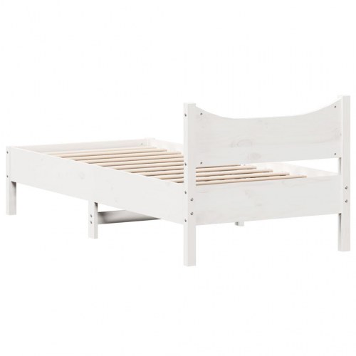 Sengeramme uden madras 100x200 cm massivt fyrretræ hvid