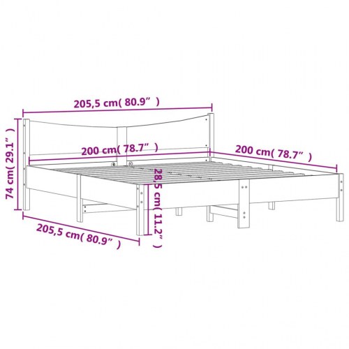 Sengeramme uden madras 200 x 200 cm i massivt fyrretræ - gyldenbrun