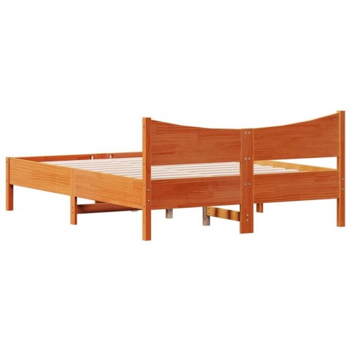 Sengeramme 135 x 190 cm i massivt fyrretræ - gyldenbrun