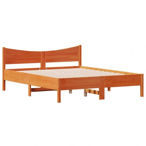 Sengeramme 150 x 200 cm massivt fyrretræ - gyldenbrun