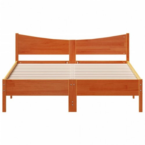 Sengeramme 150 x 200 cm massivt fyrretræ - gyldenbrun