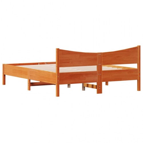 Sengeramme 150 x 200 cm massivt fyrretræ - gyldenbrun