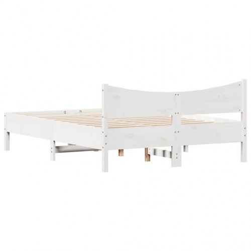Sengeramme uden madras 140 x 200 cm i massivt fyrretræ - hvid