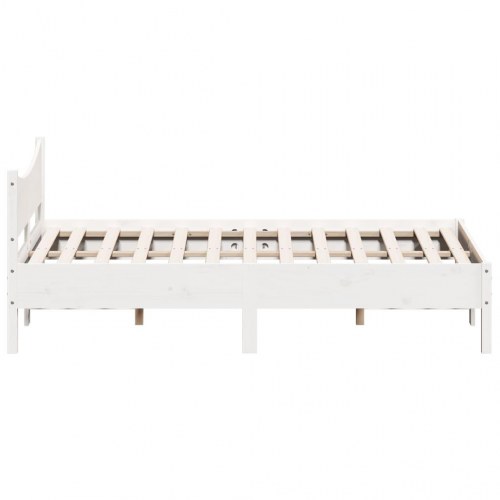 Sengeramme i massivt fyrretræ 135 x 190 cm - hvid