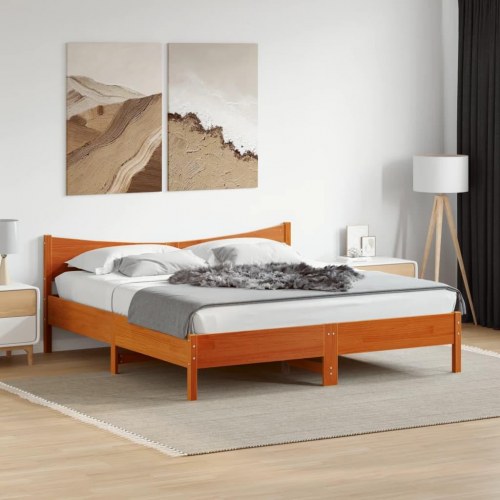 Sengeramme 180 x 200 cm i massivt fyrretræ - gyldenbrun