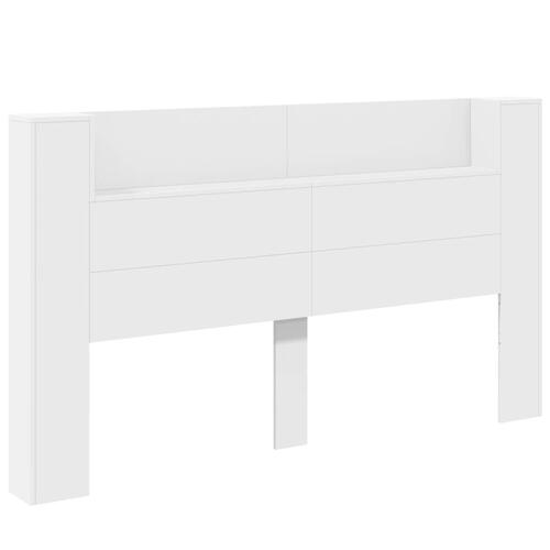 Sengegavl med opbevaring og LED-lys 180x16,5x103,5 cm hvid