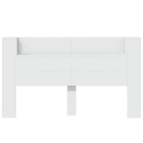 Sengegavl med opbevaring og LED-lys 180x16,5x103,5 cm hvid