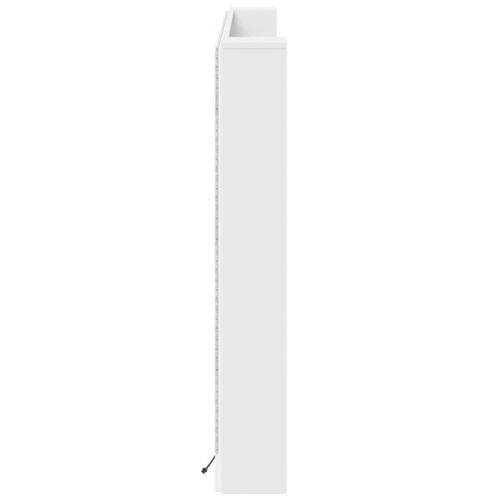 Sengegavl med opbevaring og LED-lys 180x16,5x103,5 cm hvid
