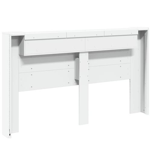 Sengegavl med opbevaring og LED-lys 180x16,5x103,5 cm hvid