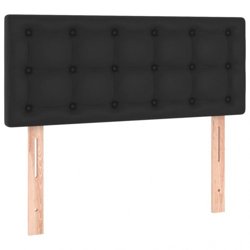 Kontinentalseng med madras og LED-lys 120×190 cm - kunstlæder, sort