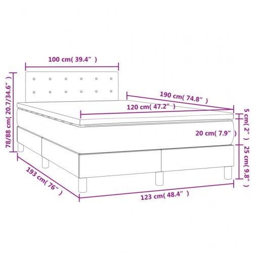 Kontinentalseng med madras og LED-lys 120×190 cm - kunstlæder, sort