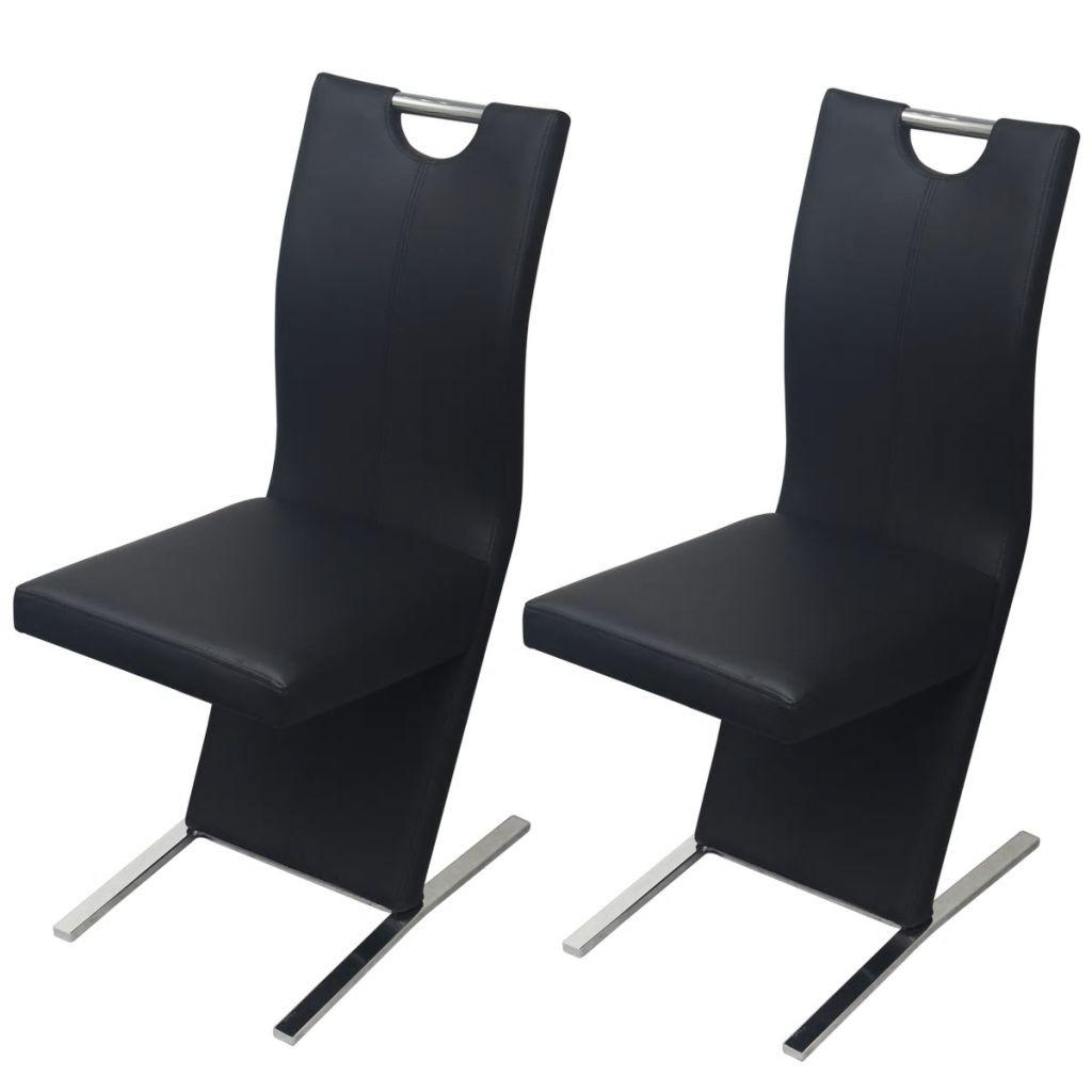 Spisebordsstole 2 stk. sort kunstlæder
