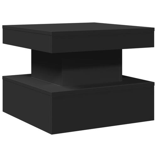 Sofabord med LED-lys 50x50x40 cm sort