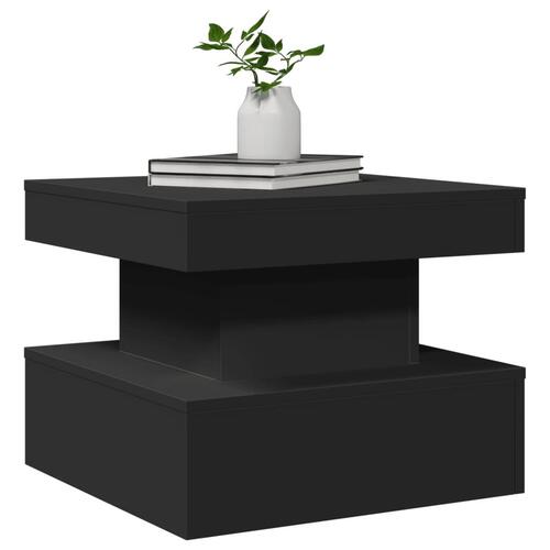 Sofabord med LED-lys 50x50x40 cm sort