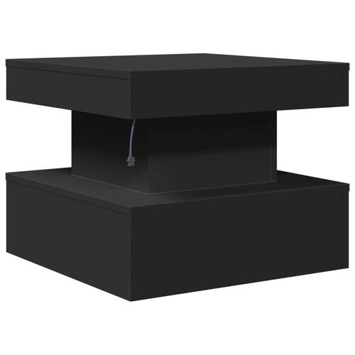 Sofabord med LED-lys 50x50x40 cm sort