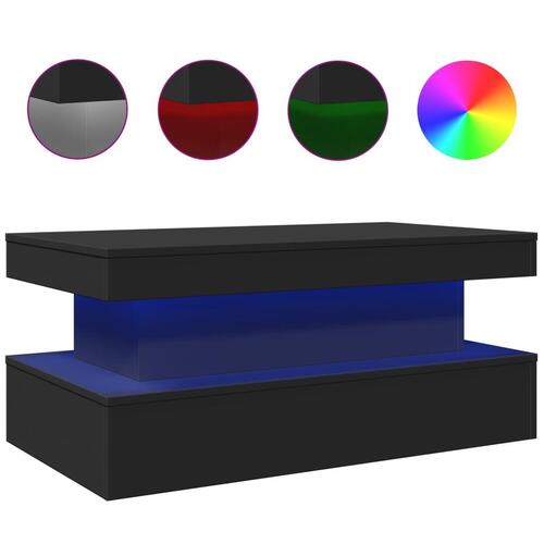 Sofabord med LED-lys 90x50x40 cm sort