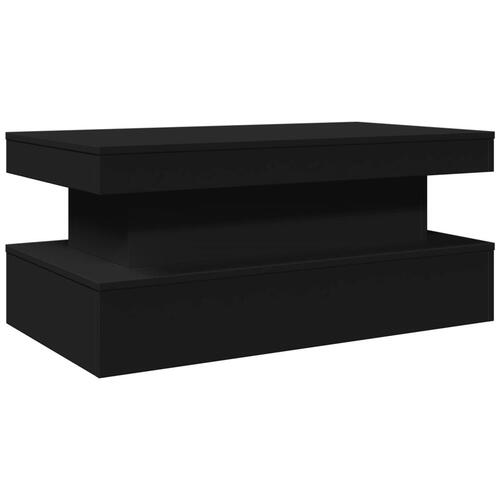 Sofabord med LED-lys 90x50x40 cm sort
