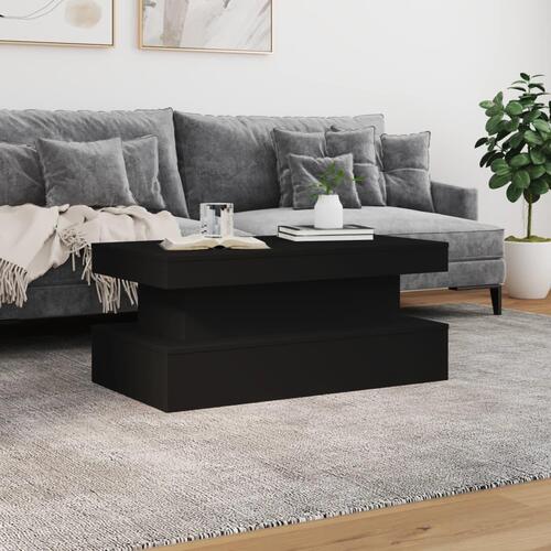 Sofabord med LED-lys 90x50x40 cm sort