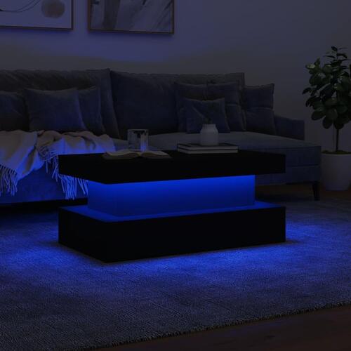 Sofabord med LED-lys 90x50x40 cm sort