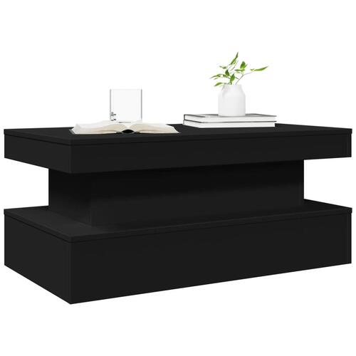 Sofabord med LED-lys 90x50x40 cm sort