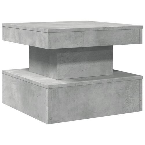 Sofabord med LED-lys 50x50x40 cm betongrå