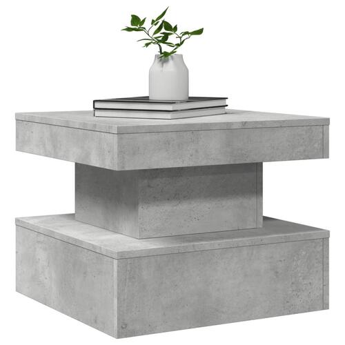 Sofabord med LED-lys 50x50x40 cm betongrå