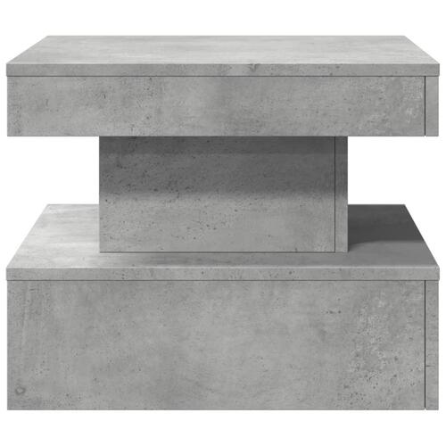 Sofabord med LED-lys 50x50x40 cm betongrå