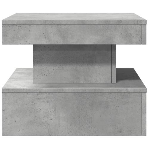 Sofabord med LED-lys 50x50x40 cm betongrå