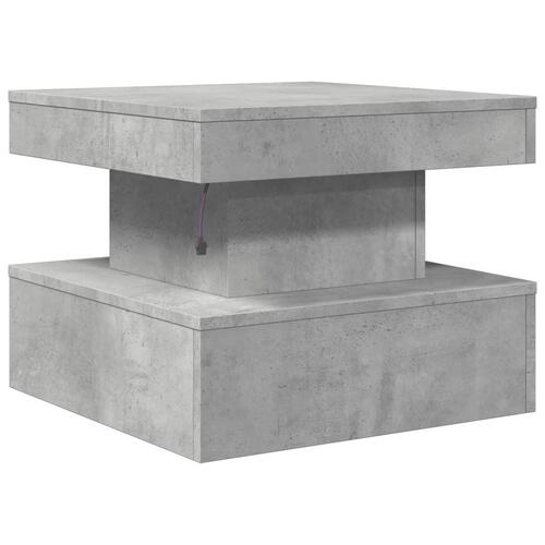 Sofabord med LED-lys 50x50x40 cm betongrå