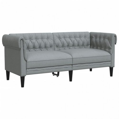 2-personers Chesterfield-sofa i stof - lysegrå