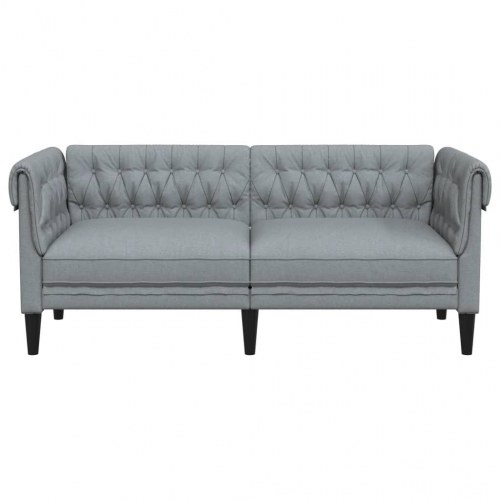 2-personers Chesterfield-sofa i stof - lysegrå