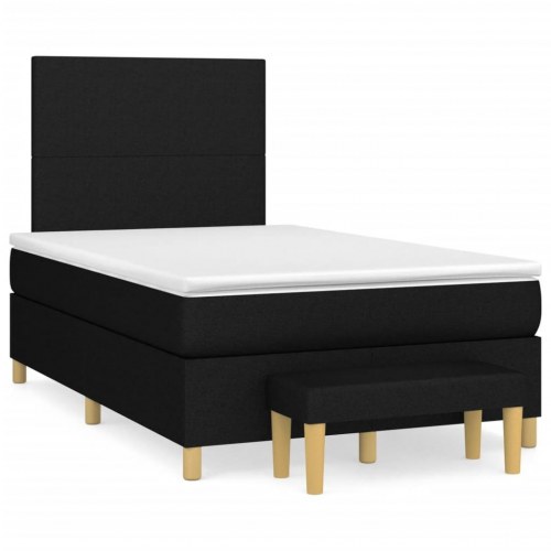 Kontinentalseng med madras 120x190 cm - stof, sort