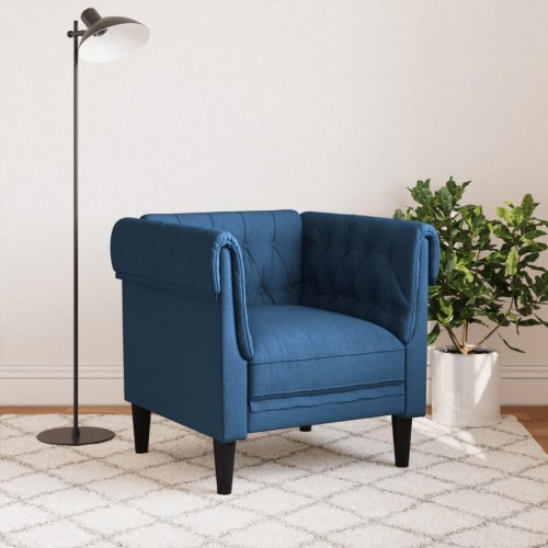 Chesterfield-sofastol i stof - blå