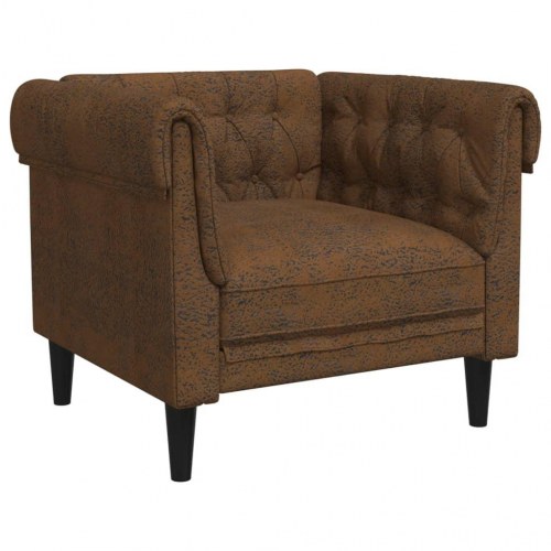 Chesterfield-sofastol i stof - brun