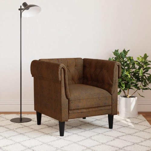 Chesterfield-sofastol i stof - brun