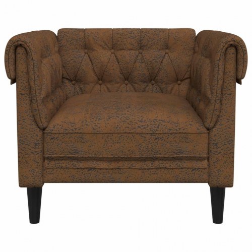 Chesterfield-sofastol i stof - brun