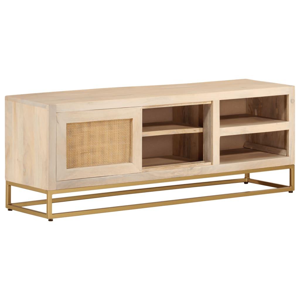 Tv Bord 110x30x40 Cm Massivt Mangotræ Og Jern