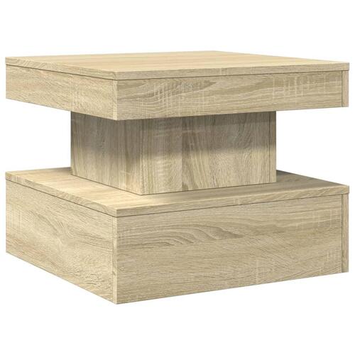 Sofabord med LED-lys 50x50x40 cm sonoma-eg