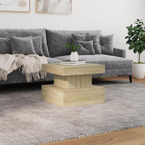 Sofabord med LED-lys 50x50x40 cm sonoma-eg