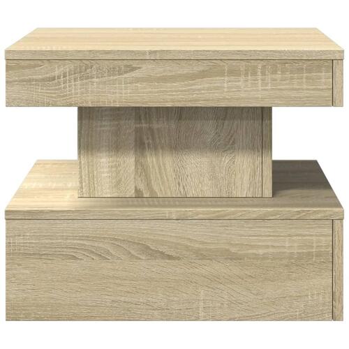 Sofabord med LED-lys 50x50x40 cm sonoma-eg