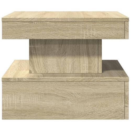 Sofabord med LED-lys 50x50x40 cm sonoma-eg