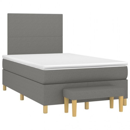 Kontinentalseng med madras 120×190 cm - stof, mørkegrå