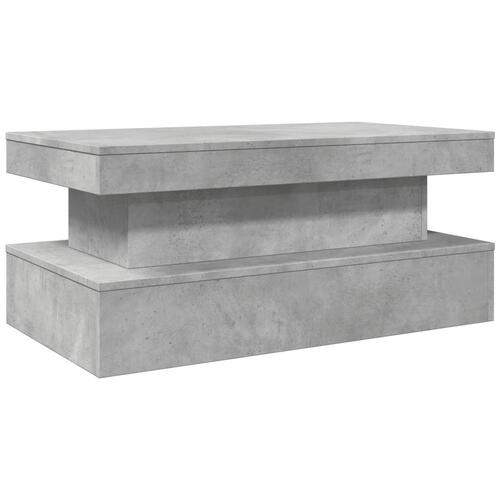 Sofabord med LED-lys 90x50x40 cm betongrå