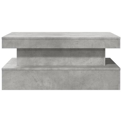 Sofabord med LED-lys 90x50x40 cm betongrå
