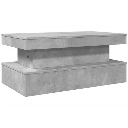 Sofabord med LED-lys 90x50x40 cm betongrå