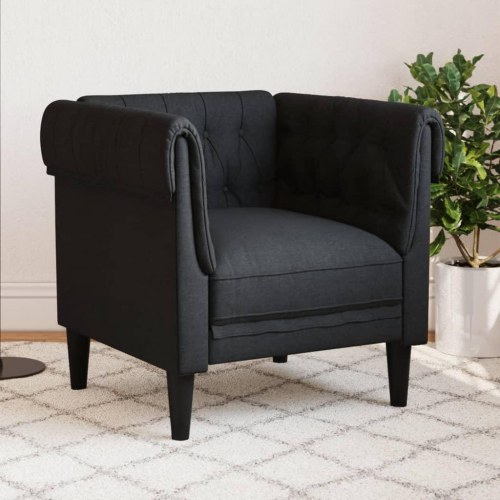 Chesterfield-sofastol i stof - sort